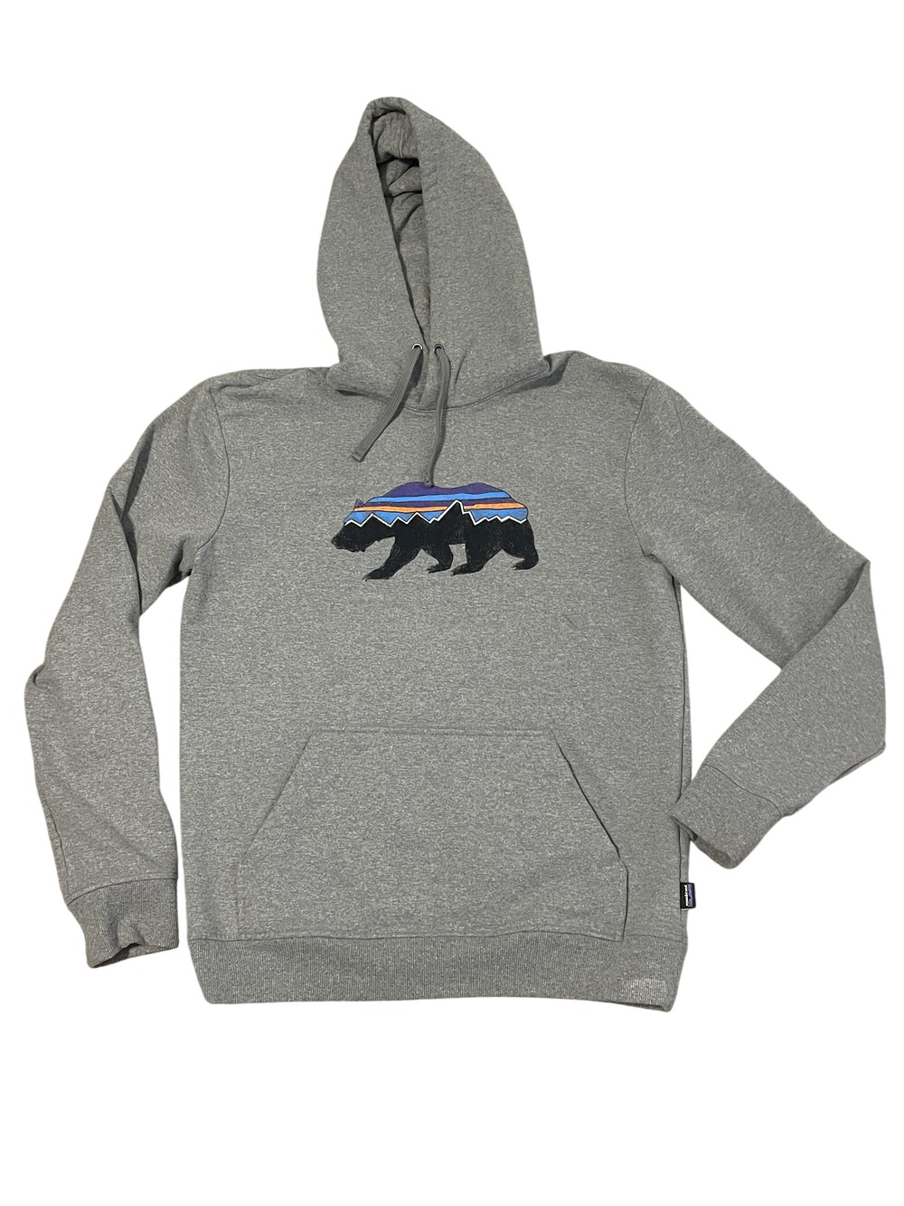 Patagonia Uprisal Hoody Mens Medium Gray Bear Graphic Hoodie Sweatshirt Fleece